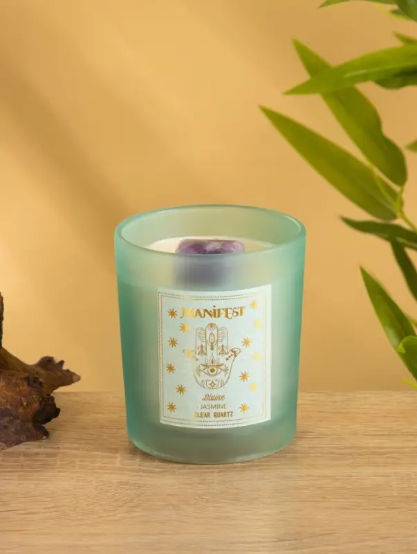 Свеча в стекле с камнем Manifest жасмин 200 гр соевый воск