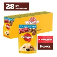 Влажный корм Pedigree для собак, говядина в соусе, пауч, 85 г