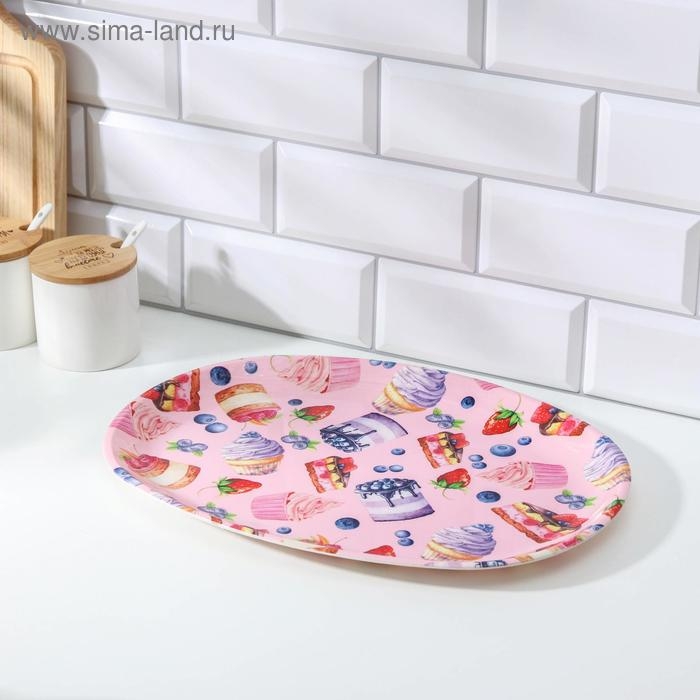 Поднос пластиковый &laquo;Сладости&raquo;, 38&times;28&times;2,5 см, цвет МИКС