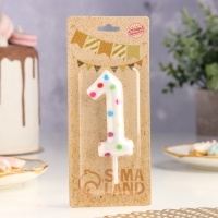 Свеча в торт на день рождения &laquo;Конфетти&raquo;, цифра "1" , ГИГАНТ, 9 см