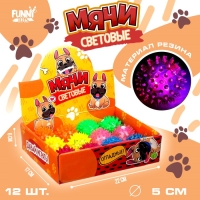 Мяч детский резиновый световой &laquo;Пёсики&raquo;, цвета МИКС, в шоубоксе