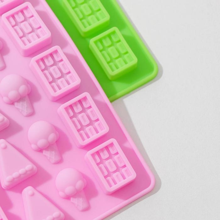 Форма для мармелада &laquo;Сладкоежка&raquo;, силикон, 19,5&times;13,6&times;1 см, 45 ячеек, цвет МИКС