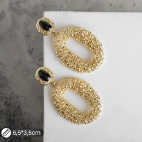 Серьги эмаль &laquo;Карибы&raquo; овал, цвет чёрный в золоте