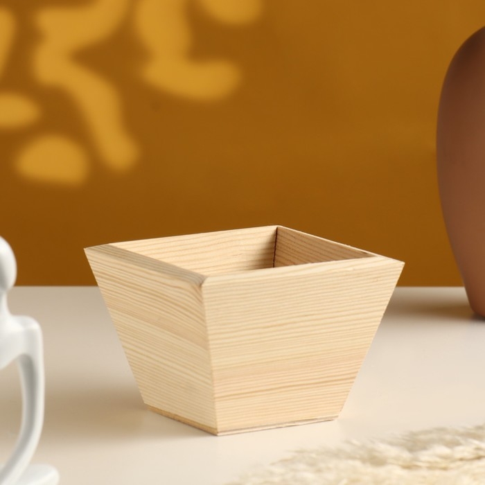 Кашпо деревянное 11&times;11&times;9.5 см "Раф", натуральный Дарим Красиво