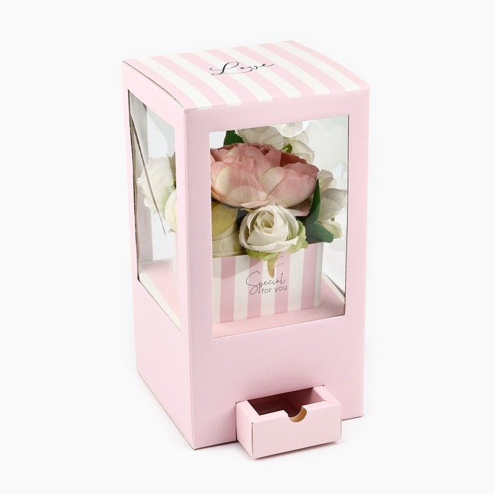 Коробка подарочная для цветов с вазой из МГК складная, упаковка, &laquo;Для тебя&raquo;, 16 х 23 х 16 см
