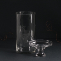 Подсвечник стекло на 1 свечу "Цилиндр широкий" прозрачный d=2 см и d=8 см 11х11х20 см