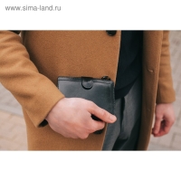 Портмоне мужское на кнопке, 3 в 1, для автодокументов и паспорта, 2 отдела, для карт, для монет, цвет чёрный