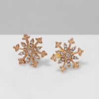 Новый год! Серьги со стразами &laquo;Снежинки&raquo; прелесть, цвет белый в золоте