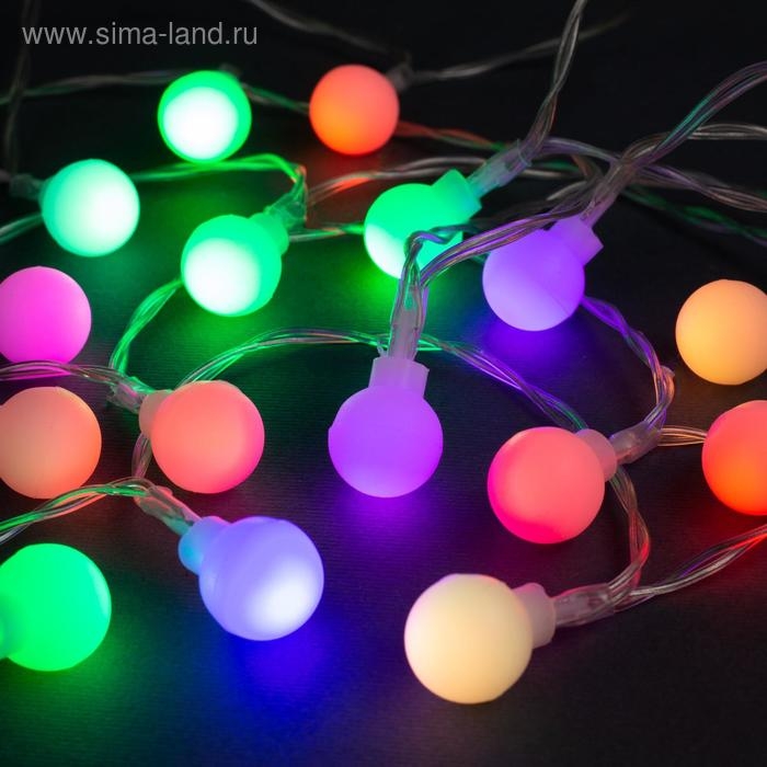 Гирлянда «Нить» 3 м с насадками «Шарики», IP20, прозрачная нить, 20 LED, батарейки AAх3 (нет в комплекте), свечение мульти Гирлянда «Нить» 3 м с насадками «Шарики», IP20, прозрачная нить, 20 LED, батарейки AAх3 (нет в комплекте), свечение мульти