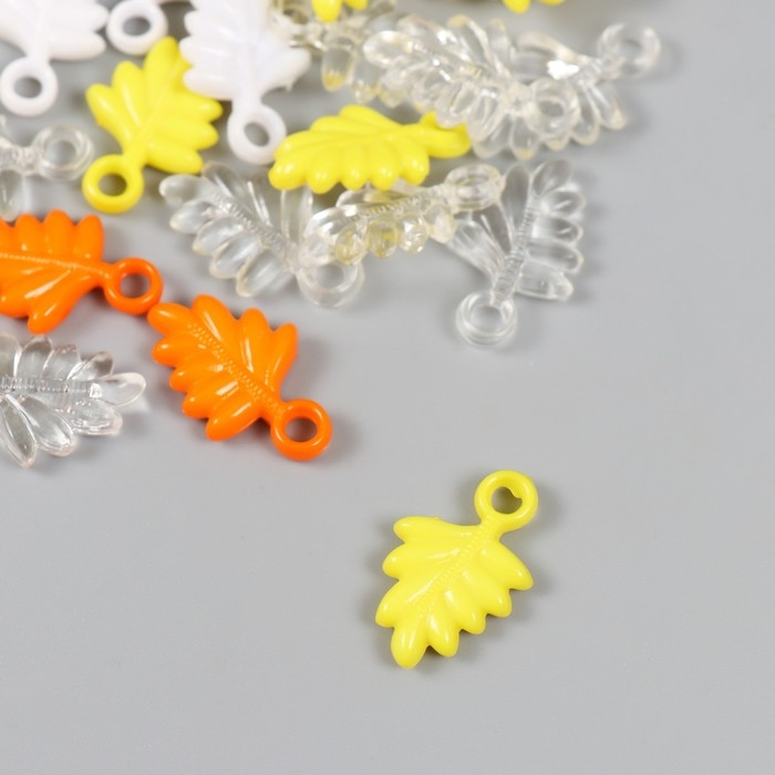 Декор для творчества "Листья. Жёлтый, оранж, белый и прозрачный" н-р 20 гр 2,2х1,4х0,4 см