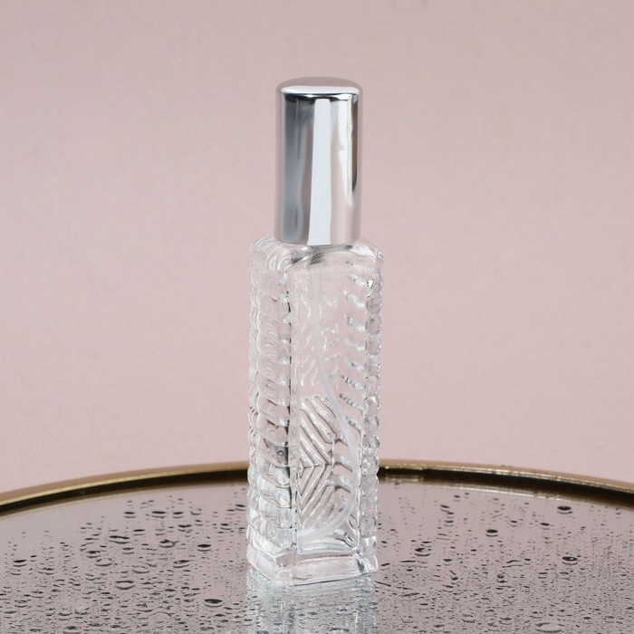 Флакон для парфюма &laquo;Прозрачный узор&raquo;, с распылителем, 15 мл, цвет серебристый