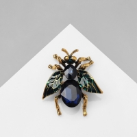 Брошь &laquo;Муха&raquo; крупная, цвет тёмно-синий в чернёном золоте