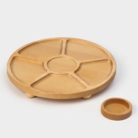 Подарочный набор деревянной посуды Adelica &laquo;Фортуна&raquo;, менажница на ножках с соусницей, d=30 см, 70 мл, берёза