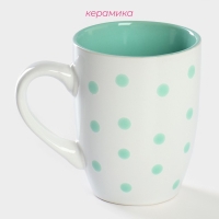 Кружка керамическая Доляна &laquo;Горох&raquo;, 340 мл, цвет мятный