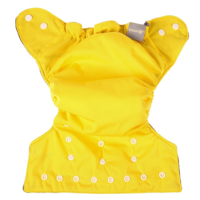 Многоразовый подгузник, 3-15 кг, угольно-бамбуковая ткань, цвет желтый, Крошка Я