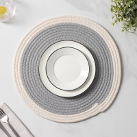 Салфетка сервировочная на стол Доляна &laquo;Мира&raquo;, d=38 см, цвет серый, рисунок МИКС