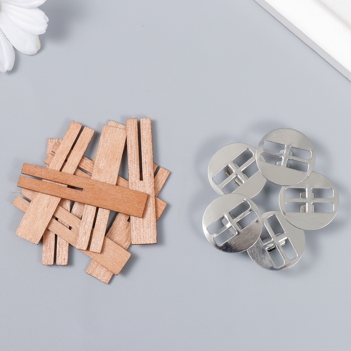 Фитиль с держателем двойной для свечи дерево набор 5 шт 1х5 см