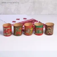 Форма бумажная для кулича &laquo;Хохлома&raquo;, 70&times;85 мм, МИКС