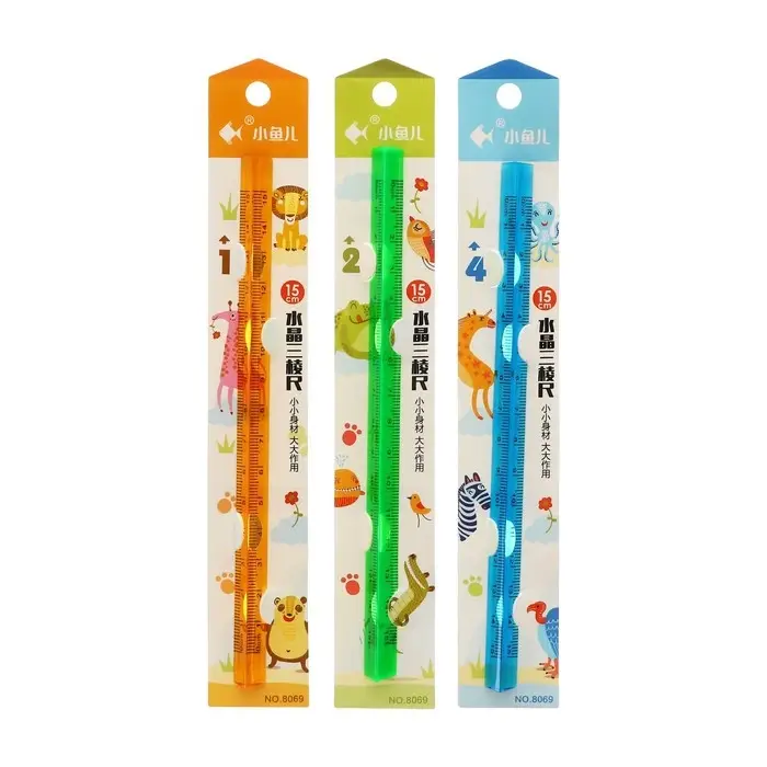 Линейка 15 см пластиковая, треугольная, МИКС