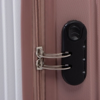 Чемодан большой 85 л (L), отдел на молнии, кодовый замок, цвет белый/розовый