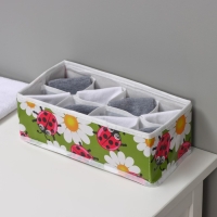 Органайзер для хранения белья Доляна &laquo;Божьи коровки&raquo;, 8 ячеек, 28&times;14&times;10 см, цвет зелёный