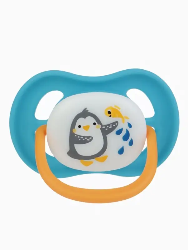 Соска - пустышка ортодонтическая &laquo;Пингвин&raquo;, +6 мес., цвет голубой