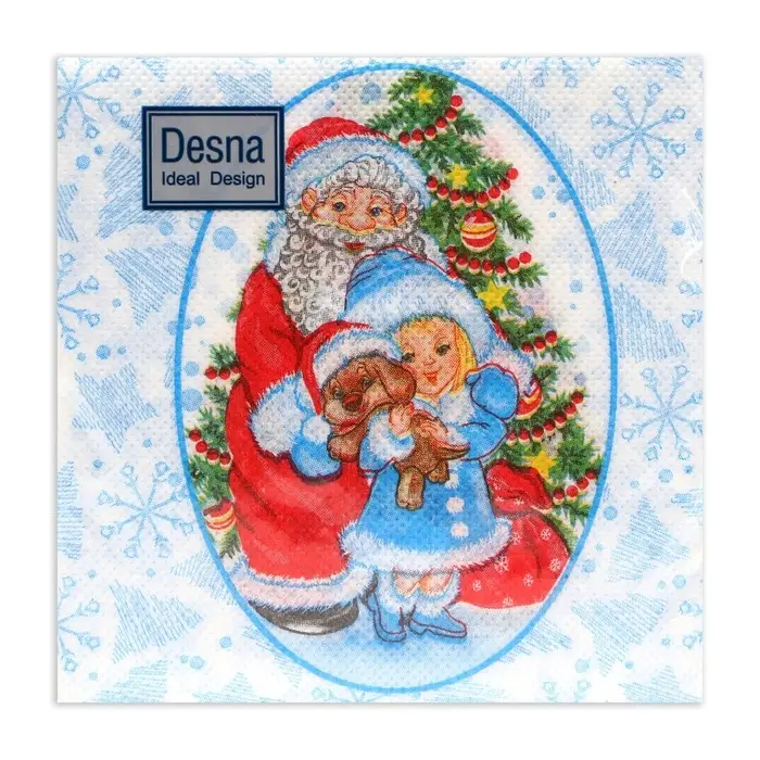 Салфетки новогодние бумажные Desna Design &laquo;Дед Мороз и Снегурочка&raquo;, 1 слой, 24x24 см, 40 шт