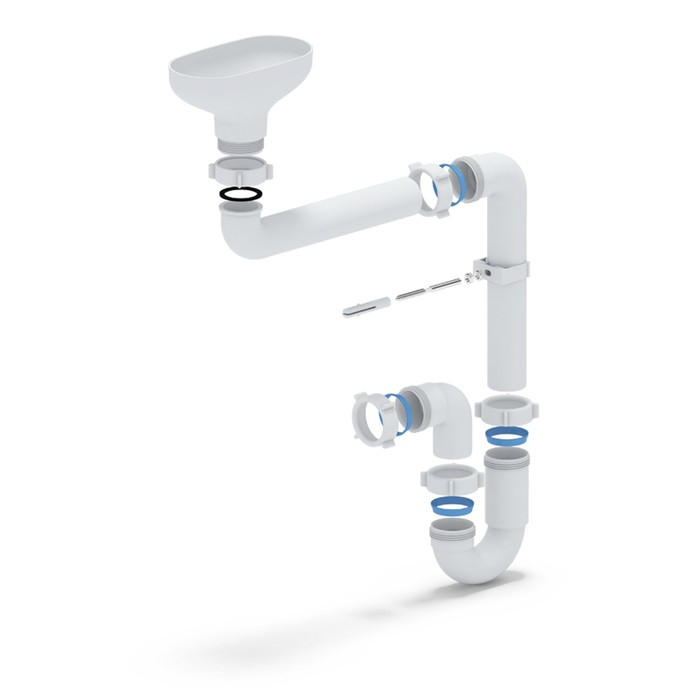 Сифон для мойки "АНИ Пласт" DR5000, 1 1/2" х 40 мм, прямоточный, с разрывом струи, смещенный