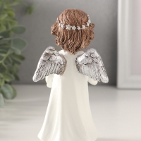 Сувенир полистоун "Ангелочек в платье со звёздами, с голубем 7х5х13 см