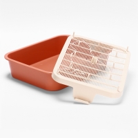 Туалет "Мур-мяу" для кошек с сеткой 33,2 х 25,6 х 7,2 см, коралловая