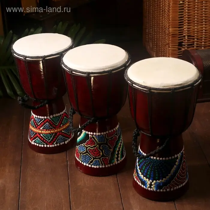 Сувенирный музыкальный инструмент "Барабан Джембе" 25х14х14 см МИКС