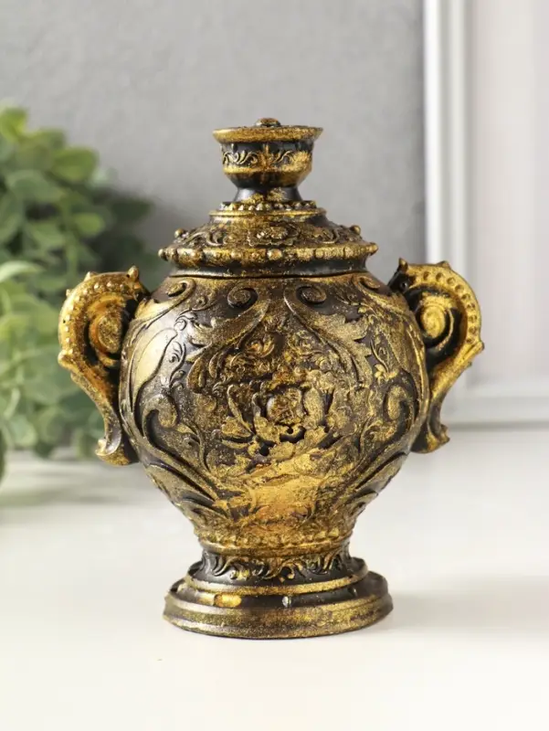 Шкатулка для украшений &laquo;Самовар&raquo; 10&times;12&times;8 см, гипс, состаренное золото