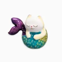 Брошь "Кошечка-русалка", цветная в золоте