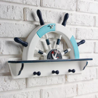 Вешалка интерьерная &laquo;Штурвал&raquo;, 3 крючка, бело-синяя, 45 х 28 х 5 см