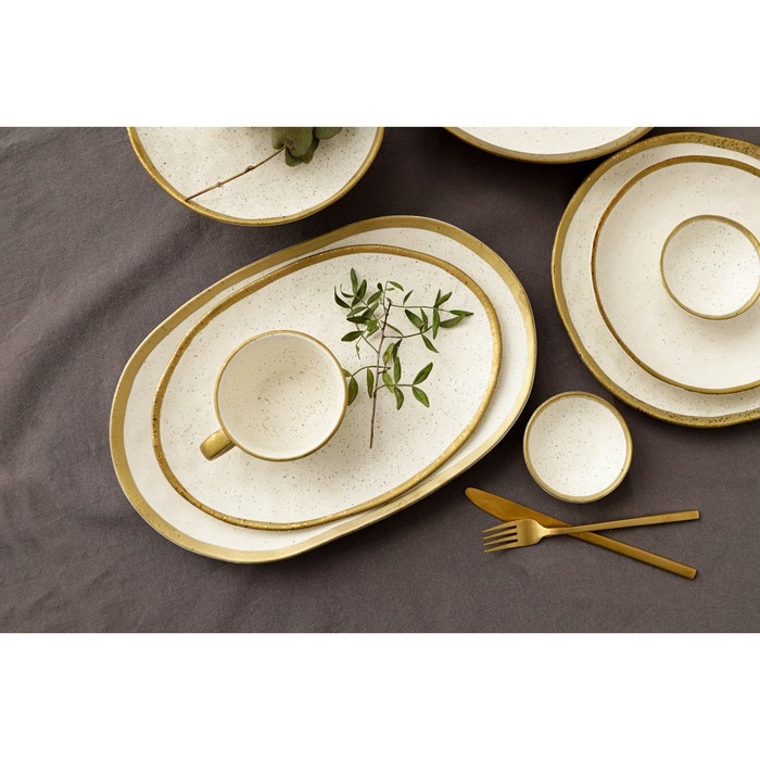 Блюдо фарфоровое сервировочное Magistro Poursephona, 30,7&times;21,5 см, цвет бежевый