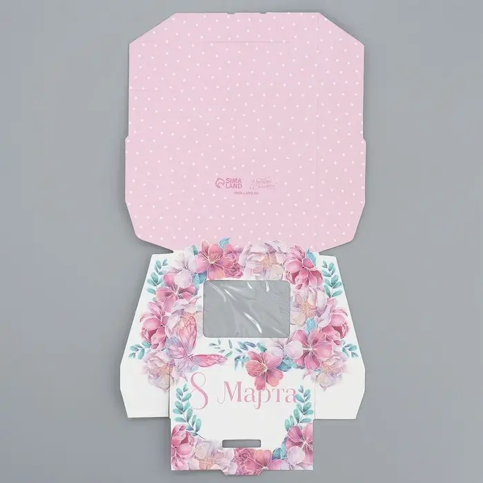 Кондитерская упаковка, коробка с ламинацией &laquo;8 марта&raquo;, 10 х 8 х 3.5 см