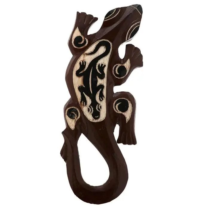 Панно настенное дерево "Геккон коричневый с гекконом" 1х11х30 см