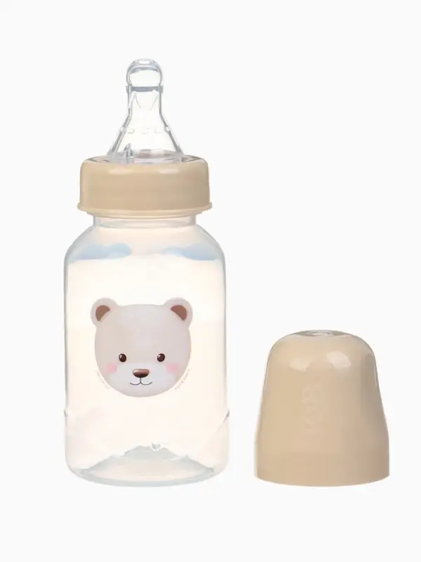 Новогодняя бутылочка для кормления &laquo;Bear&raquo; 150 мл, цилиндр, бежевый Mum&Baby