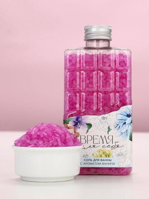 Соль для ванны во флаконе шоколад &laquo;Время для себя&raquo;, аромат ванили, 360 г, ЧИСТОЕ СЧАСТЬЕ
