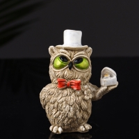 Набор фигур "4 совы на подносе" размер 20х10х10 см, бежевый