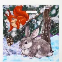 Пакет "Зимовье", полиэтиленовый с вырубной ручкой, 38х45 см, 50 мкм