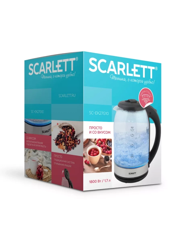 Чайник электрический стеклянный с подсветкой 1.7 л