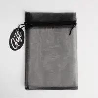 Мешочек подарочный органза черный &laquo;Подарок&raquo;, с шильдиком, 16 х 24 см +/- 1.5 см