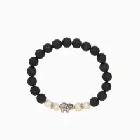 Браслет "Слоник" жемчуг, лава, длина 18 см