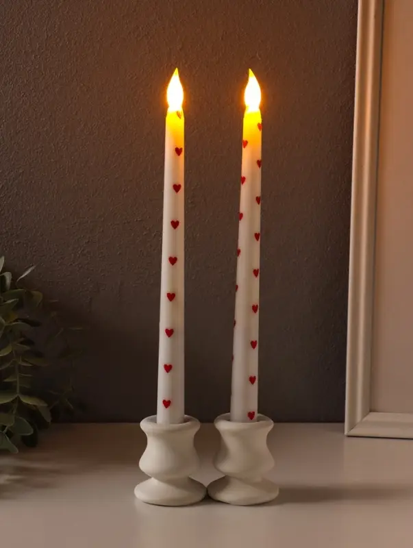 Свечи светодиодные "Античные. Сердечки" набор 2 шт 2хААА 2х2х27,5 см 2,5х7х32 см