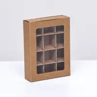 Коробка для 12 конфет, 11.5&times;8.7&times;2.5 см, Тонкие разделители, крафт