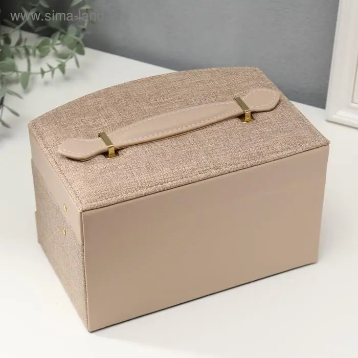 Шкатулка кожзам для украшений "Мокко" комбинированная 13х15х21,5 см