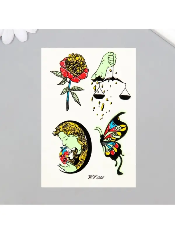 Переводные тату на тело светящиеся цветные &laquo;Выбор сердца&raquo;, 14.3&times;7.5 см