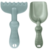 Песочный набор: ведро 1,2 л, лопатка, грабли, 4 формочки, лейка 0,2 л, бледно-зелёный