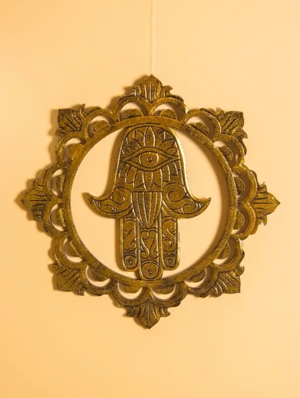 Панно "Хамса" МДФ, 40х40х1 см, цв. золото/чёрный